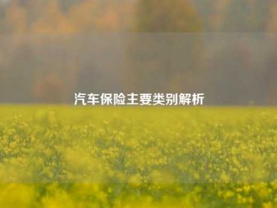 汽车保险主要类别解析
