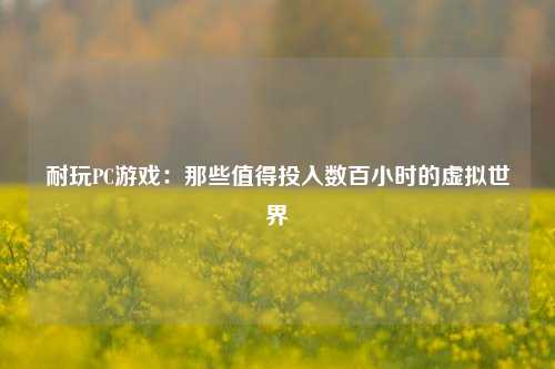耐玩PC游戏:那些值得投入数百小时的虚拟世界