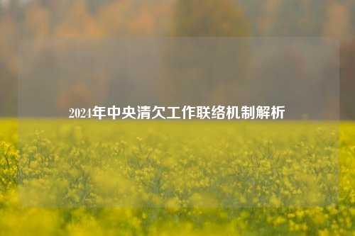 2024年中央清欠工作联络机制解析
