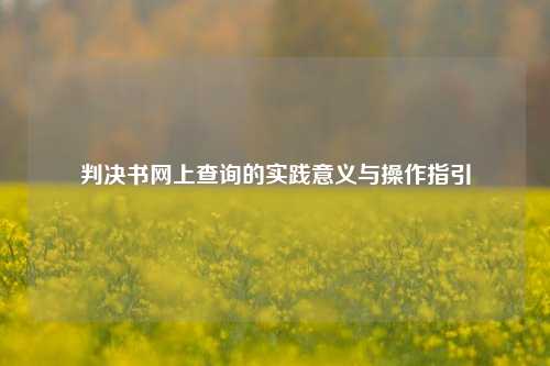 判决书网上查询的实践意义与操作指引