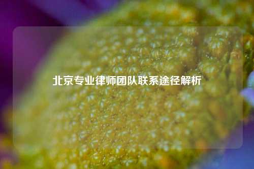 北京专业律师团队联系途径解析